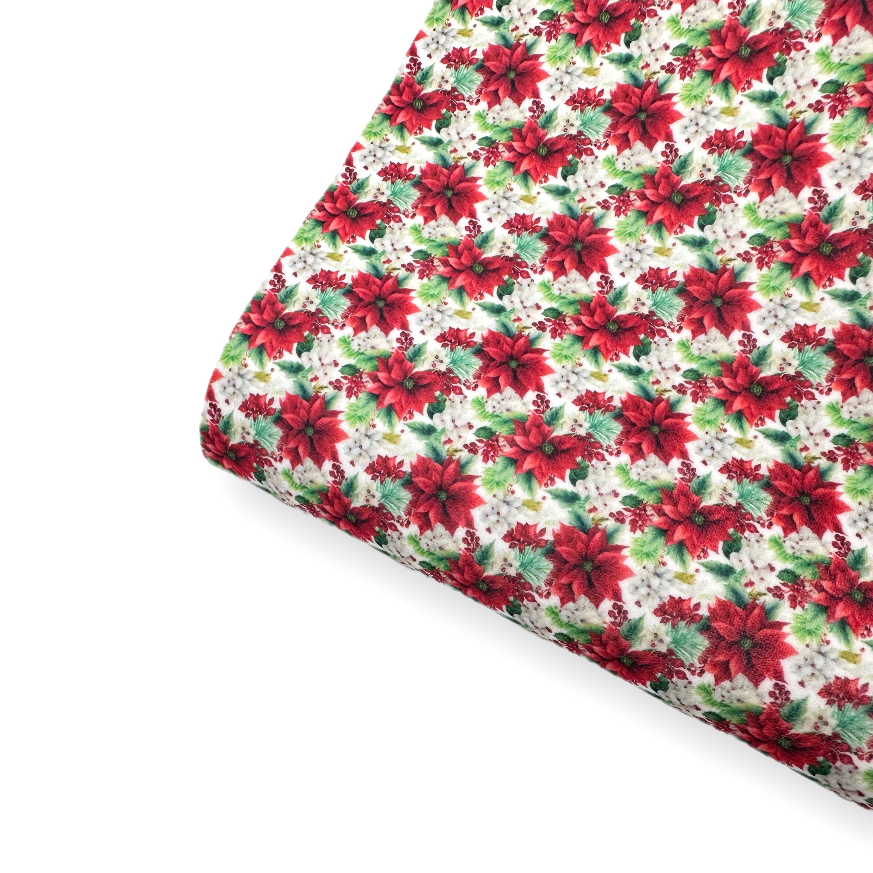 Pretty Poinsettia Florals- Felt, Suede, Velvet or Satin Premium Fabric Sheets