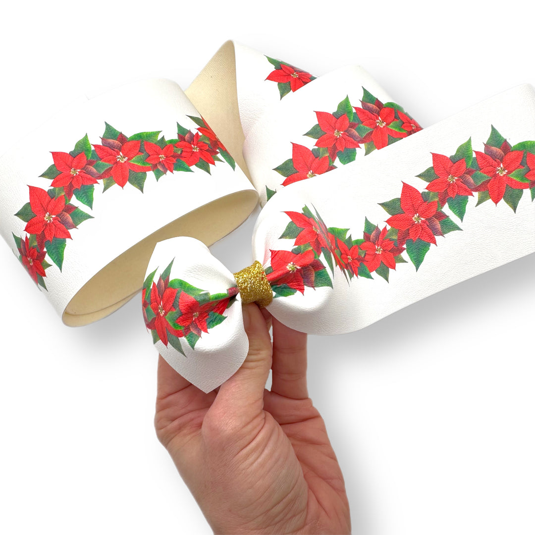 Pretty Perfect Poinsettias | Faux Leather Mega Bow Strips