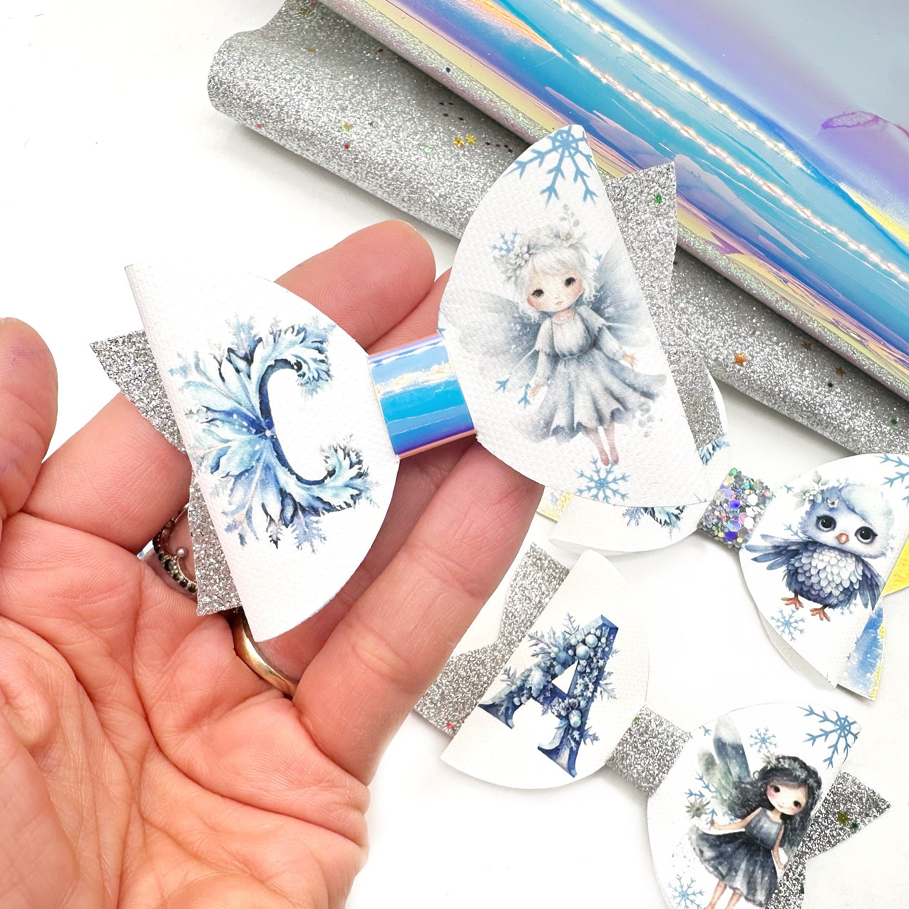 Winter Fairy Letter Initials | 3.5” Create your own Personalised Bow Loops