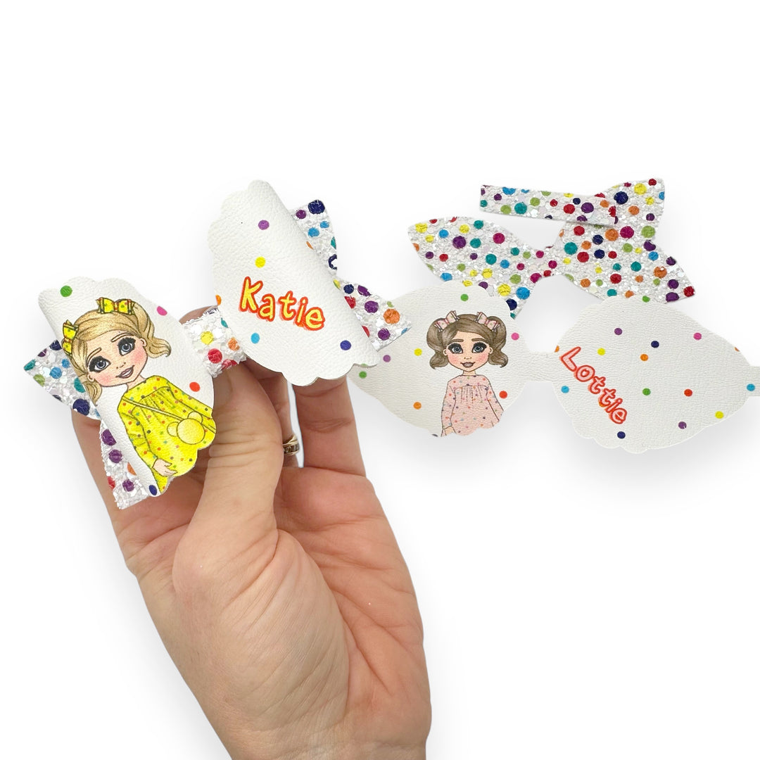 Spotty Dolly Bows 3.5” | Pre Cut DIY Hair Bow Loops & Optional Tails