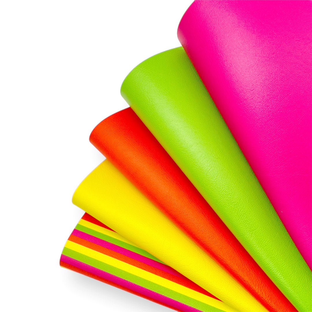 Neon Alert Premium Faux Leather Fabric