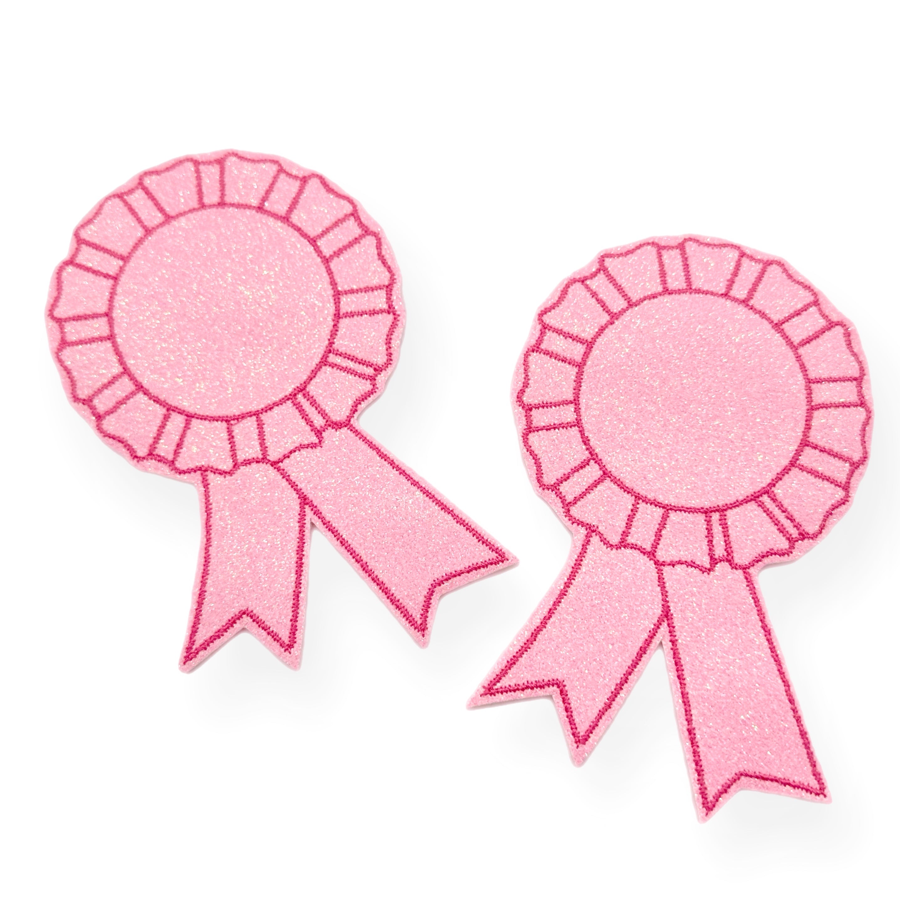 Pink Glitter Rosette Blank Embroidered Feltie Badges