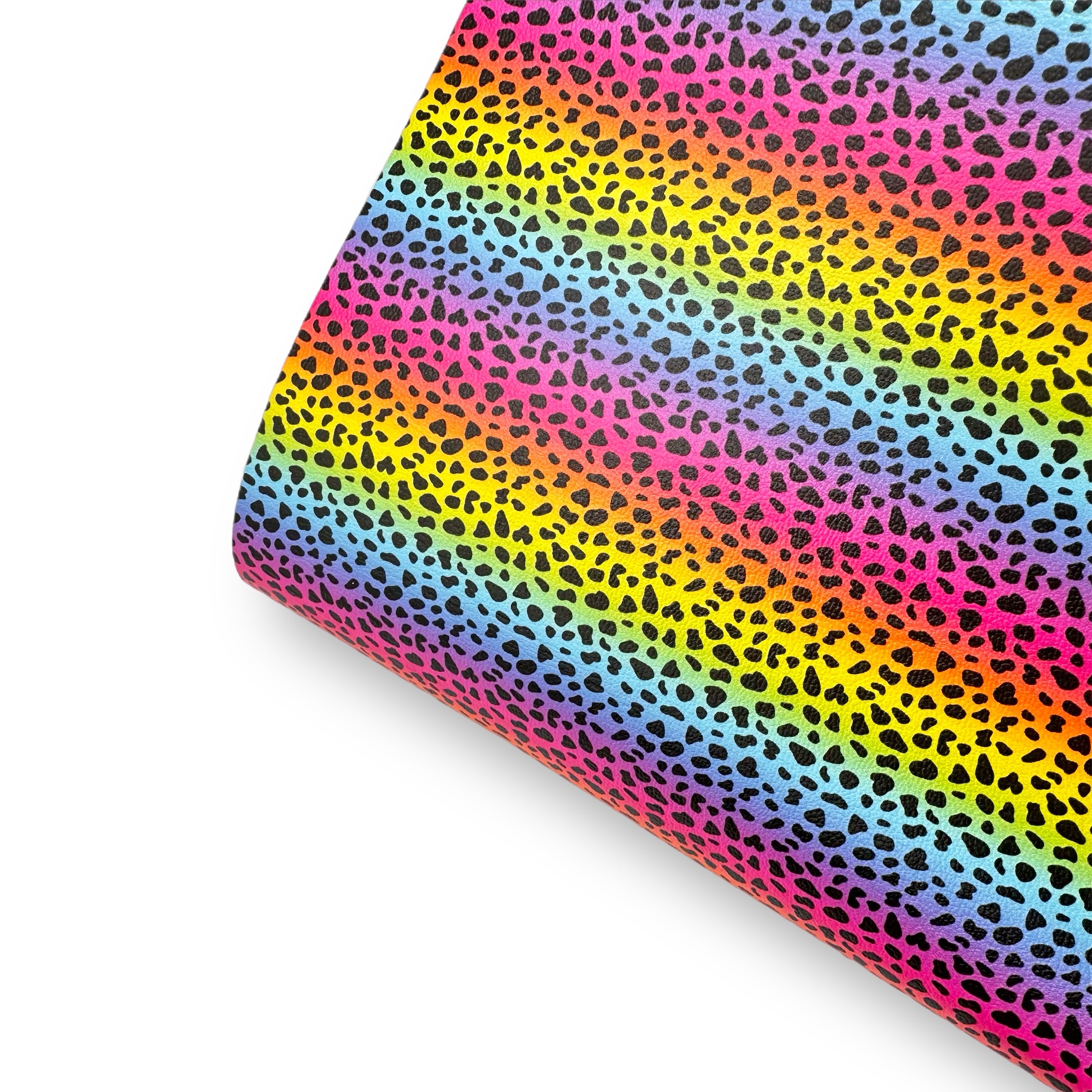 Neon Rainbow Cheetah Premium Faux Leather Fabric