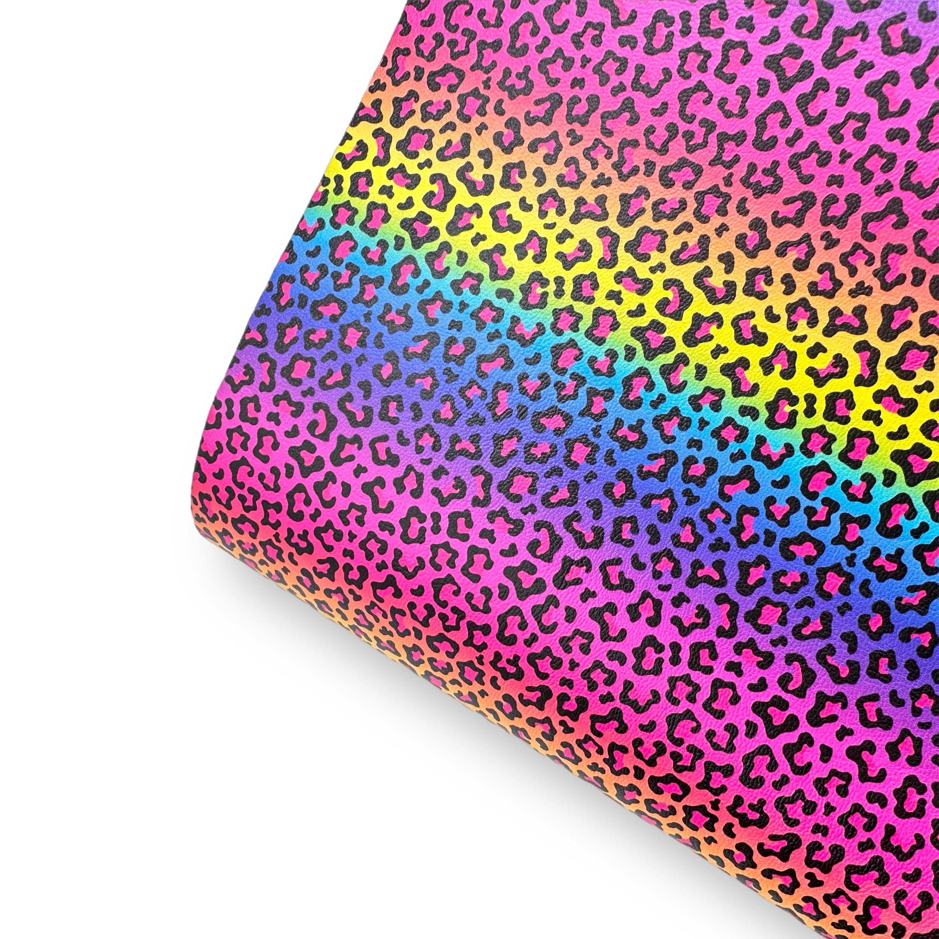 Neon Bright Wild Leopard Premium Faux Leather Fabric
