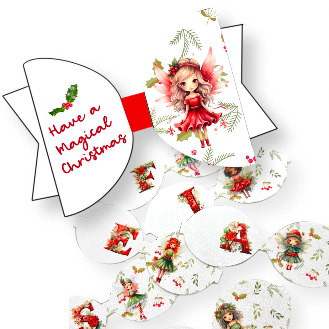 Xmas Fairy Letter Initials | 3.5” Personalised Wholesale Bow Loops