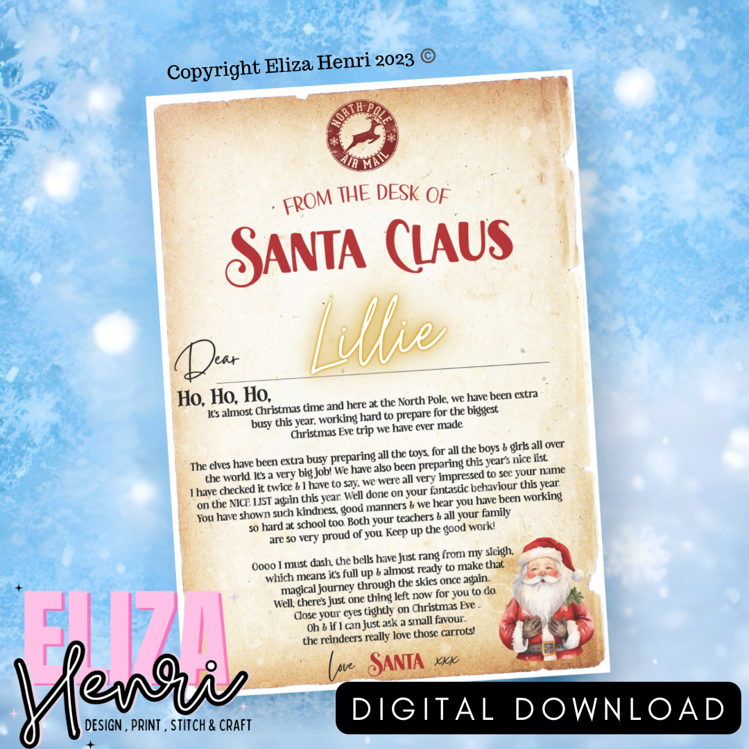 Exclusive Version 2 Print your Own Letter from Santa Digital Download