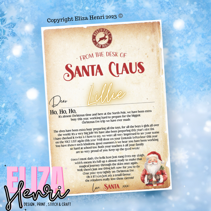 Exclusive Version 2 Letter From Santa Claus Luxury Personalised Christmas Canvas