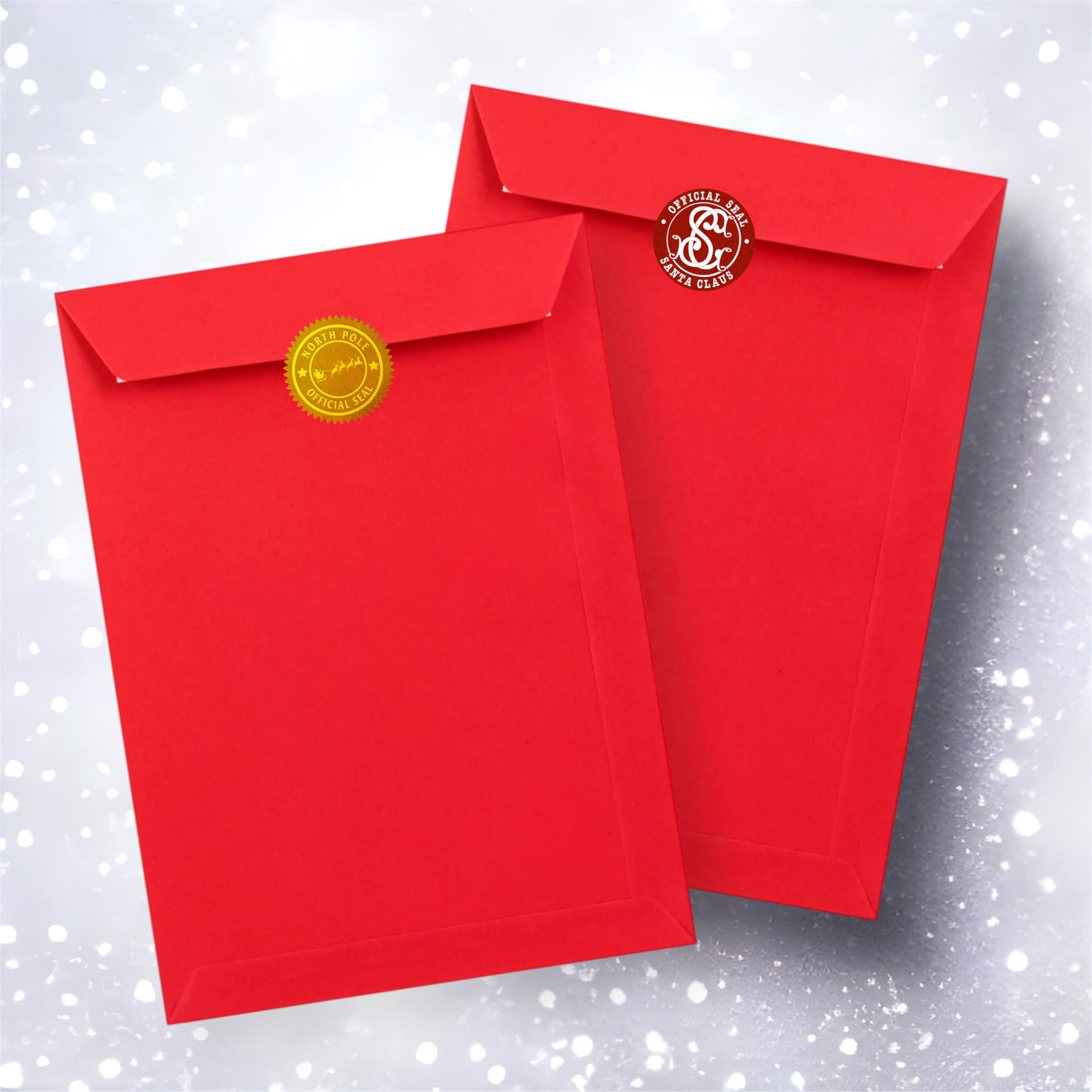 Red A4 Envelopes & Santa Seals