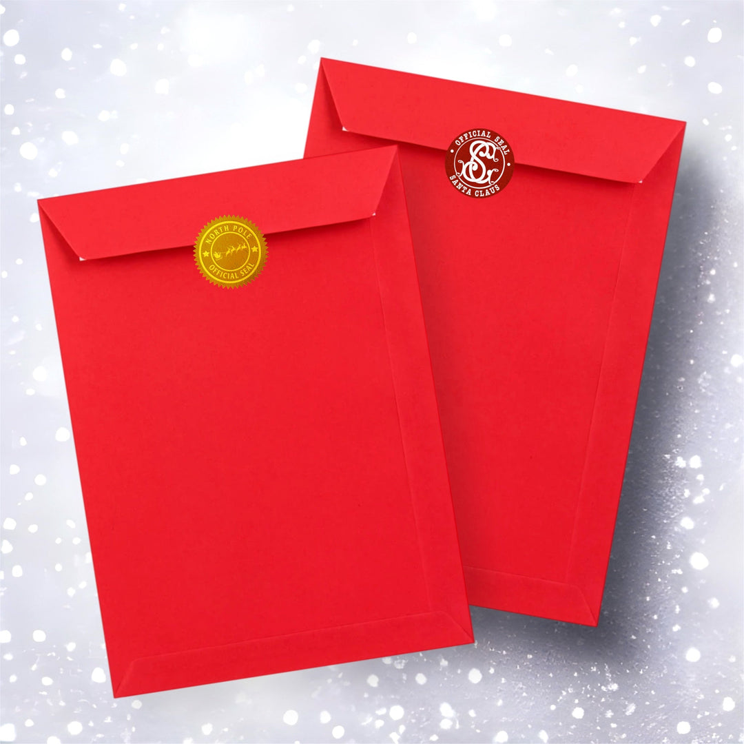 Red A4 Envelopes &/OR Santa Seals Stickers