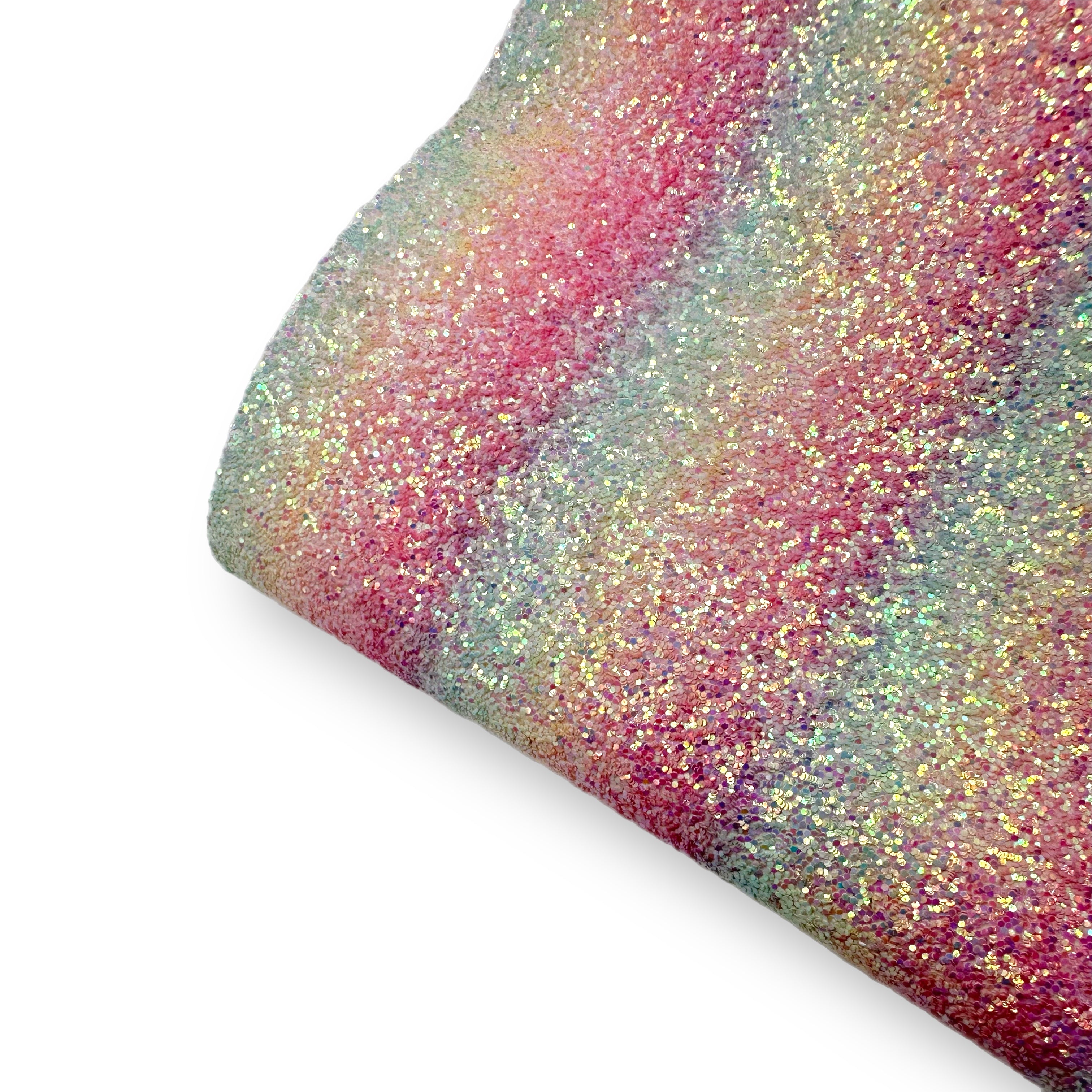 Pastel california rainbow Chunky Glitter Fabric