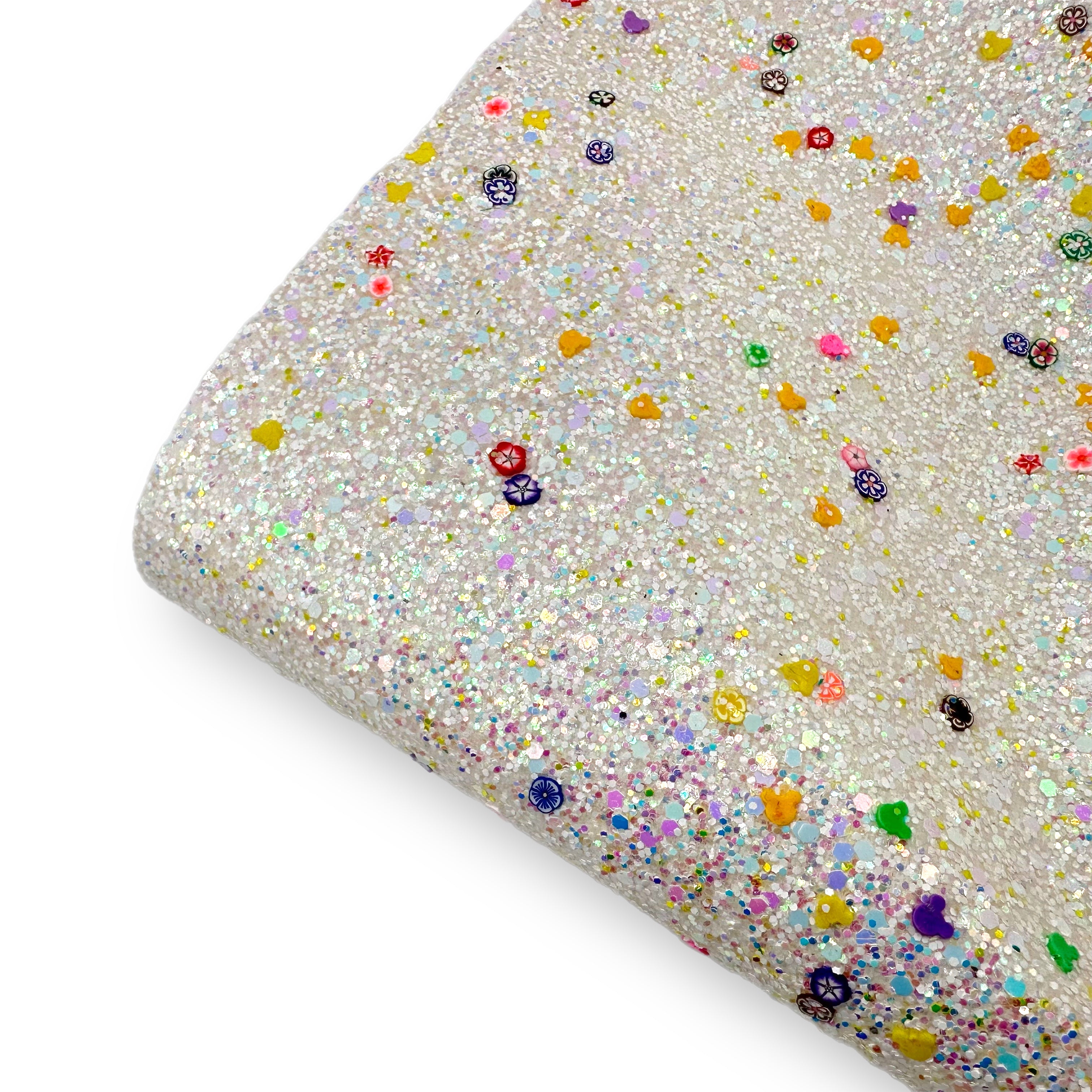 White irridescent sequins Chunky Glitter Fabric