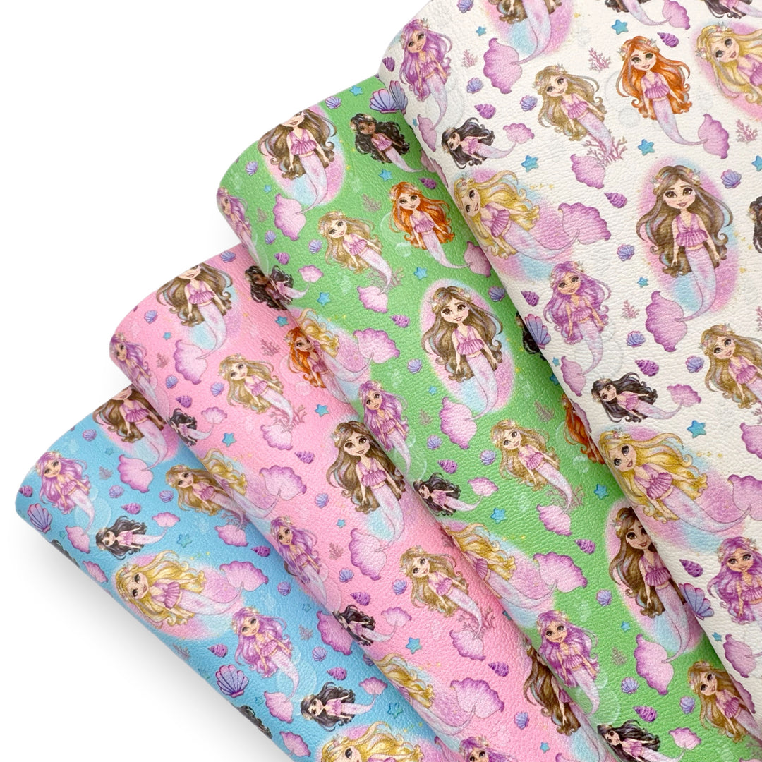 Arielle Dolly Mermaids Premium Faux Leather Fabric- 4 colours