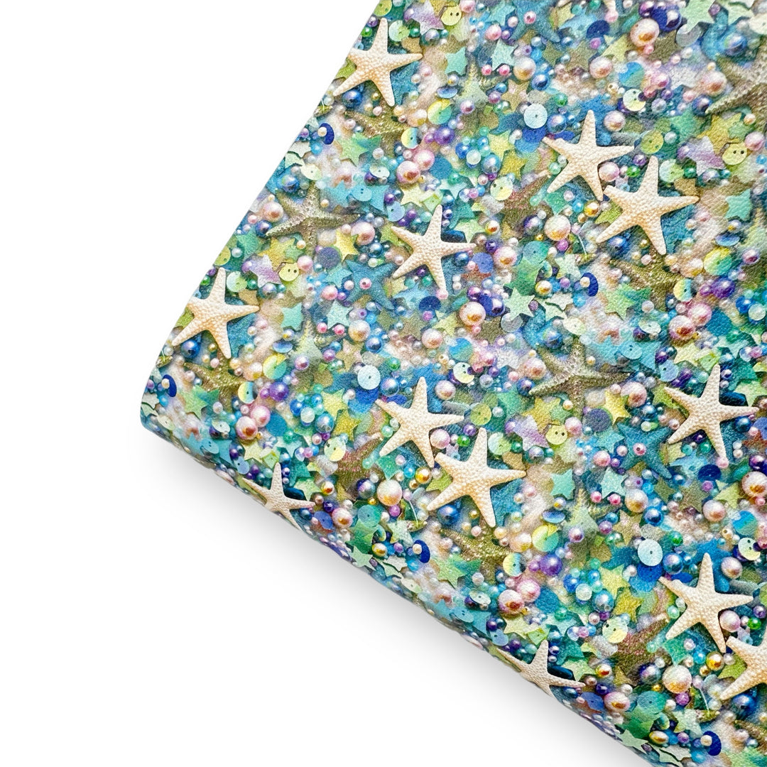 Seaside Sparkles Premium Faux Leather Fabric