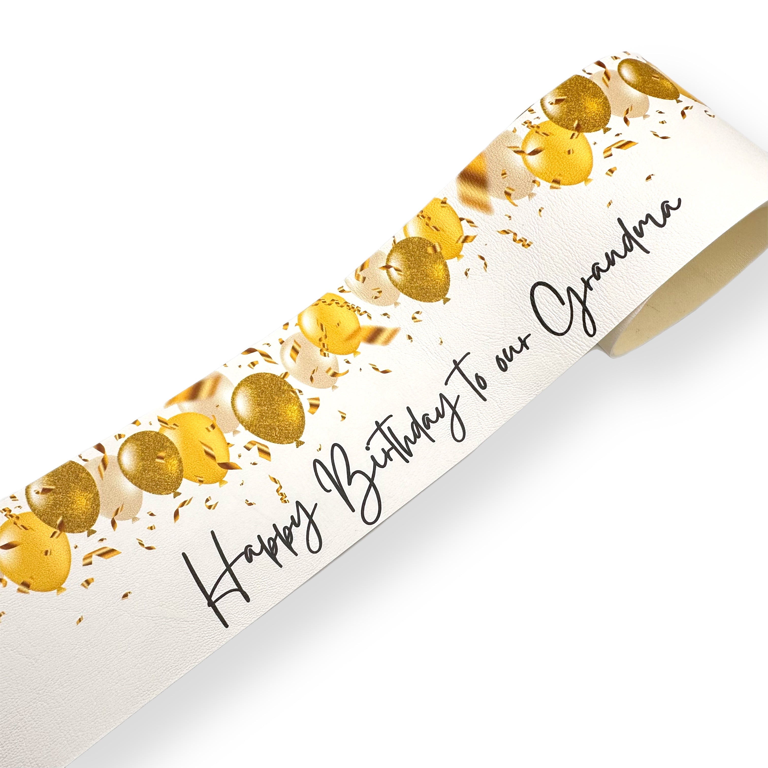 Gold Balloons Personalised Multiple Message Faux Leather Birthday Celebration Banner