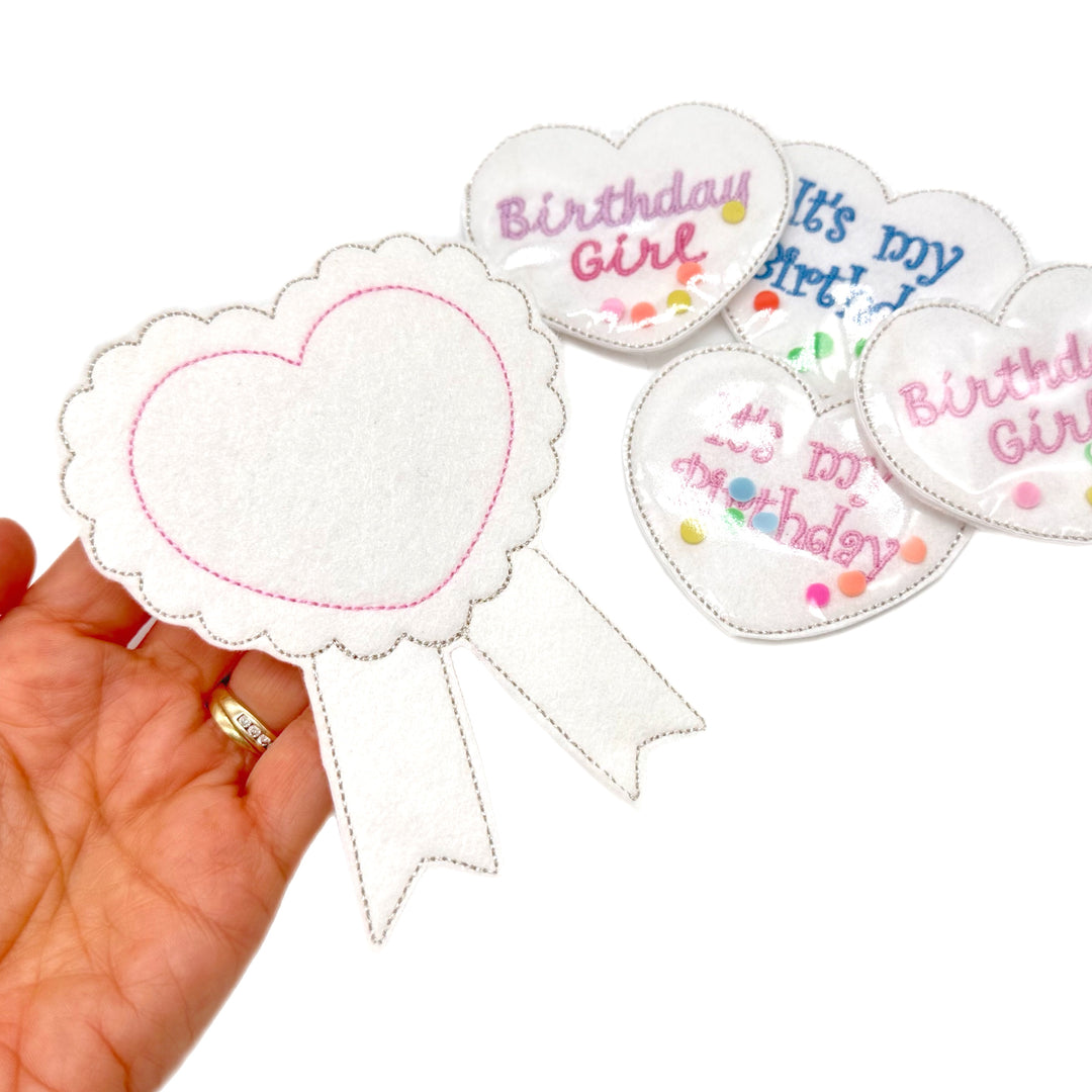 Heart Blank Embroidered Feltie Badges