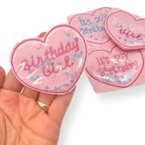 Pink Heart Birthday Badge Face Shaker Felties