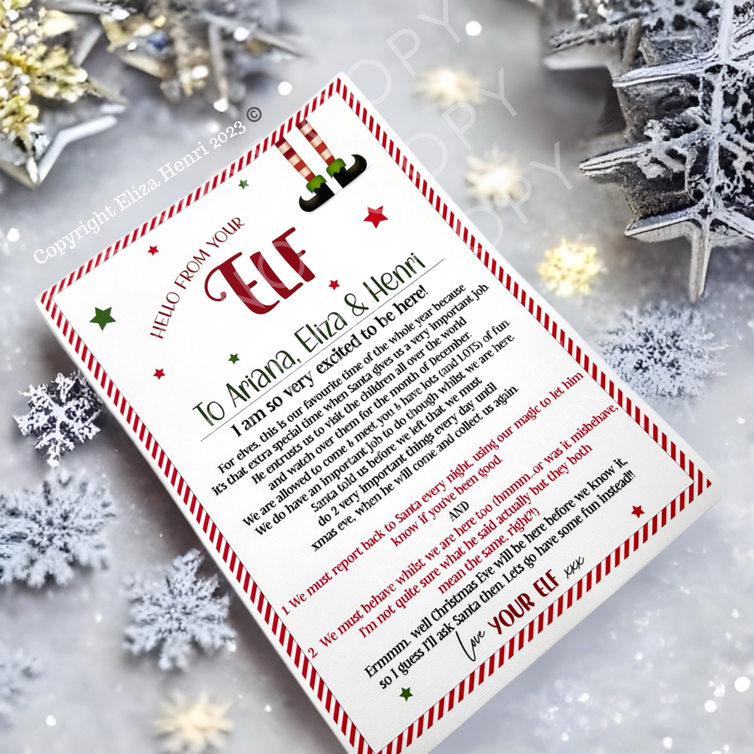 Exclusive Elf Arrival Letter Luxury Personalised Christmas Canvas