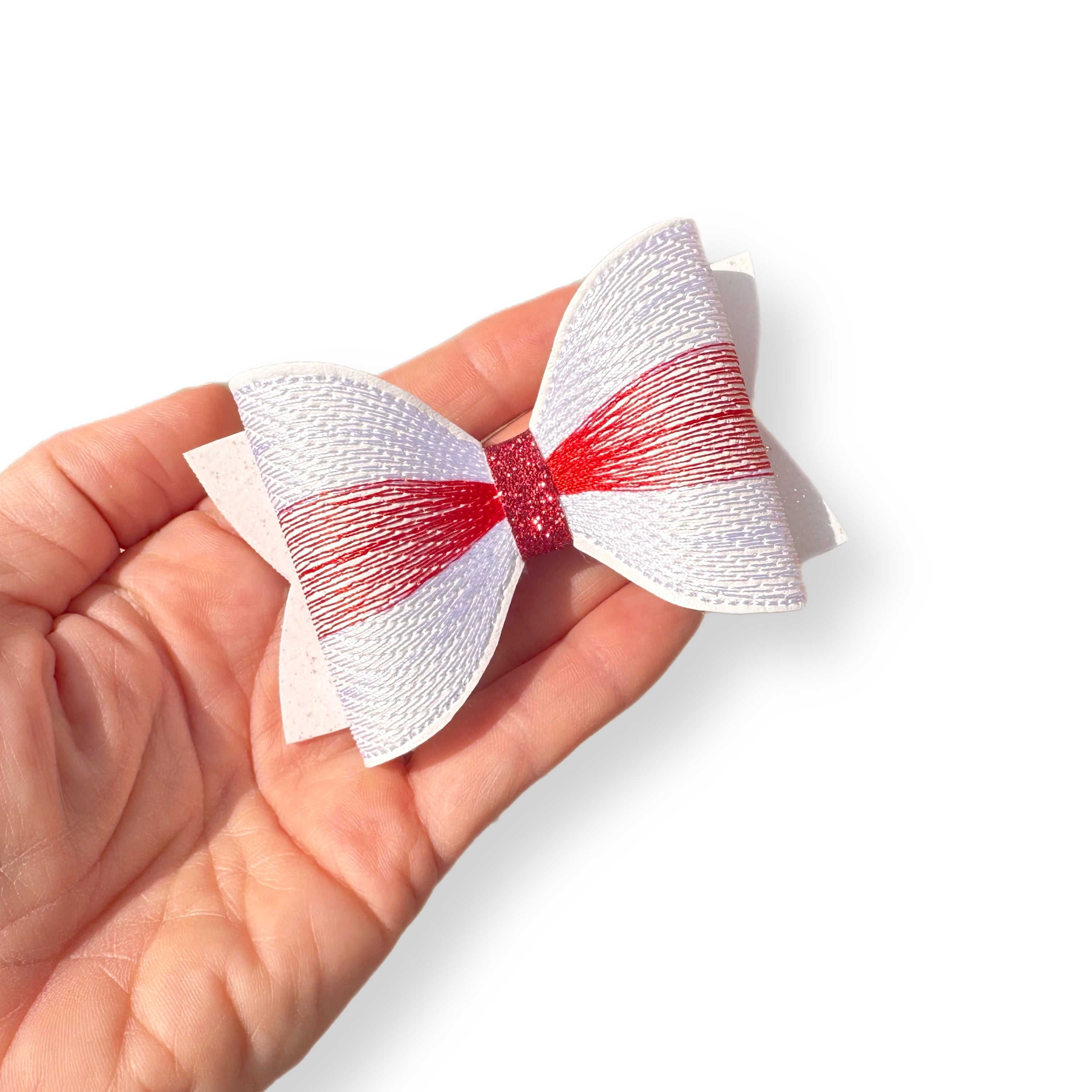 DIY Fold your own England Flag Stitched Embroidered Faux Leather Bows