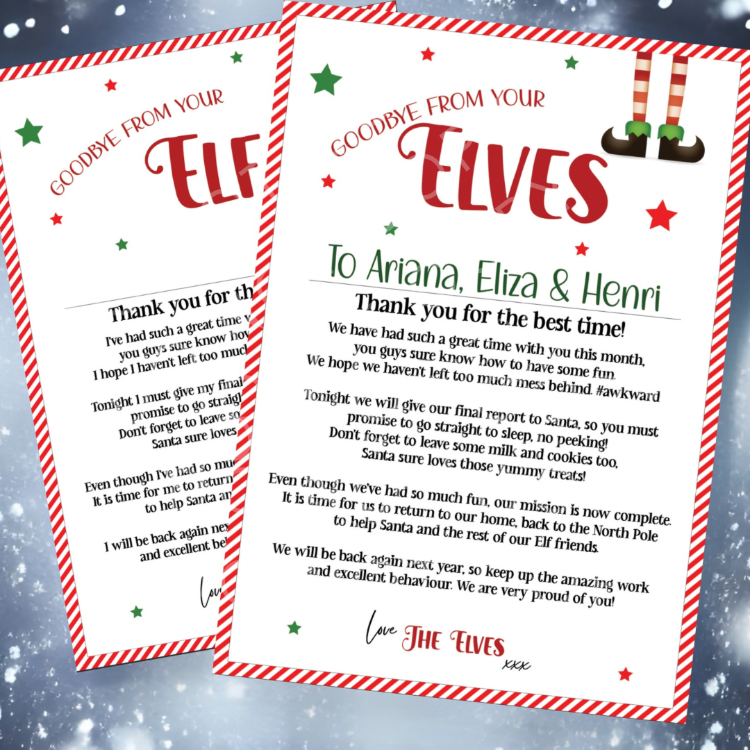 Exclusive Print your Own Goodbye Elf/Elves Letter Digital Download
