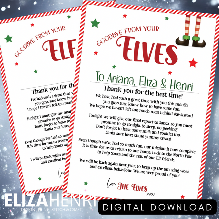 Exclusive Print your Own Goodbye Elf/Elves Letter Digital Download