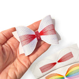 DIY Fold your own England Flag Stitched Embroidered Faux Leather Bows