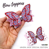 2-in-1 Bow Toppers & Tails- Union Jack Butterfly Bow Felties