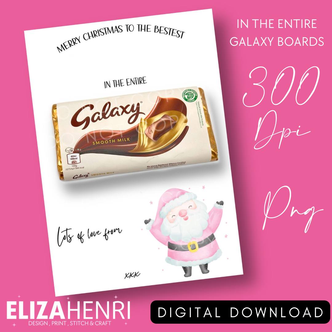 In the Entire Galaxy Pink Santa Printable Boards Digital Download- 12 Designs