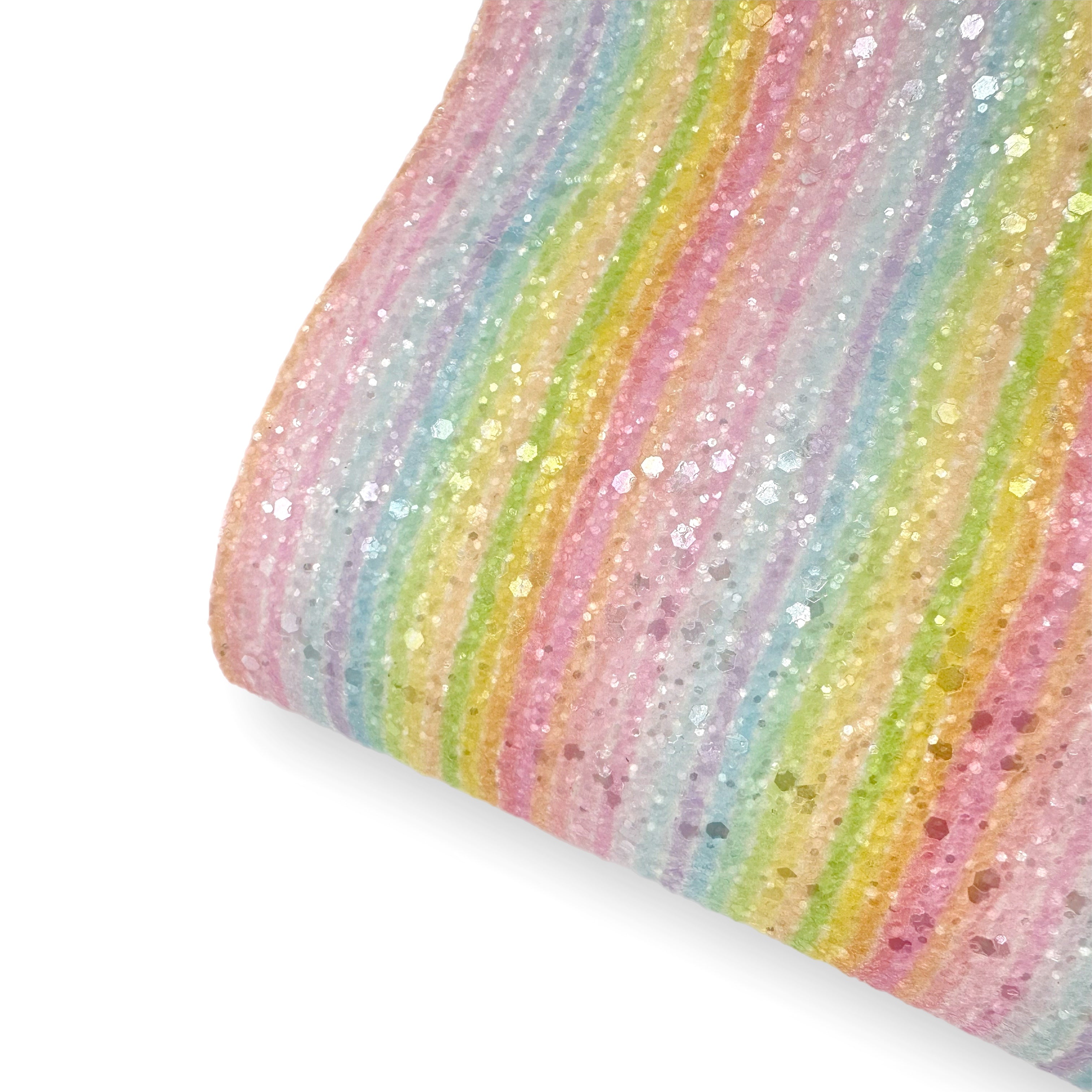 Pastel Carnival Stripes Premium Felted Glitter Fabric