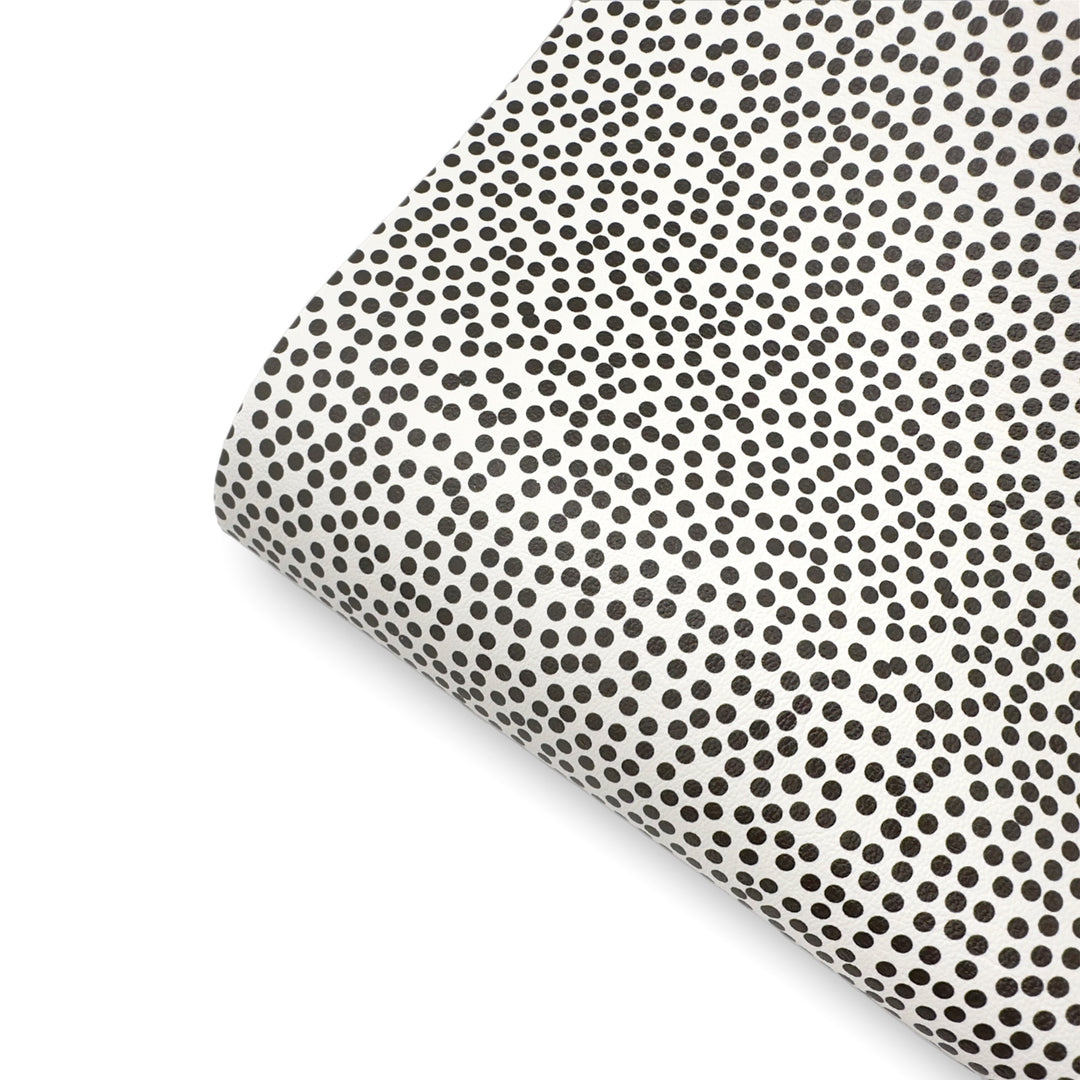 Polka Dotty White Premium Faux Leather Fabric