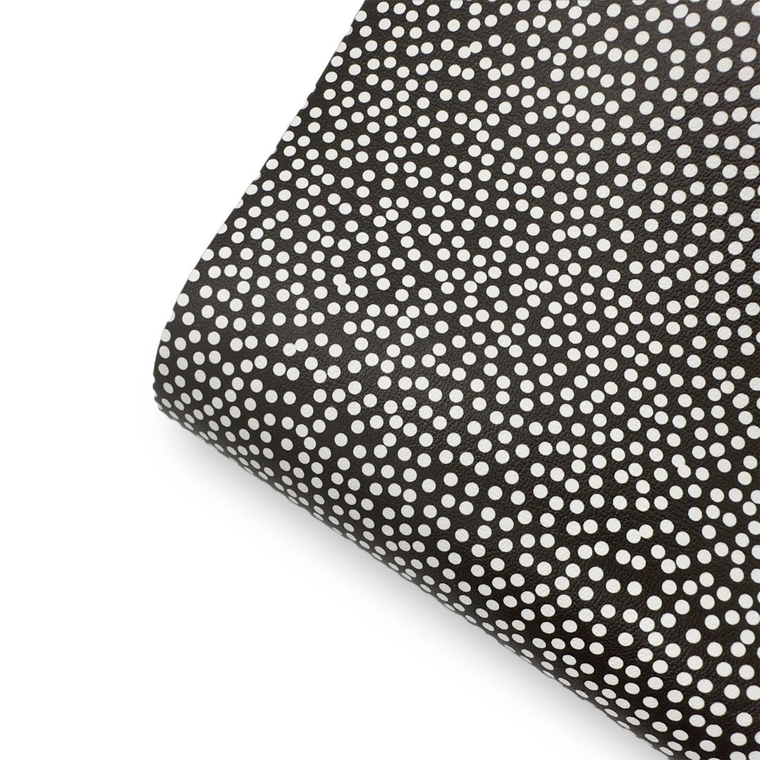 Polka Dotty Black Premium Faux Leather Fabric