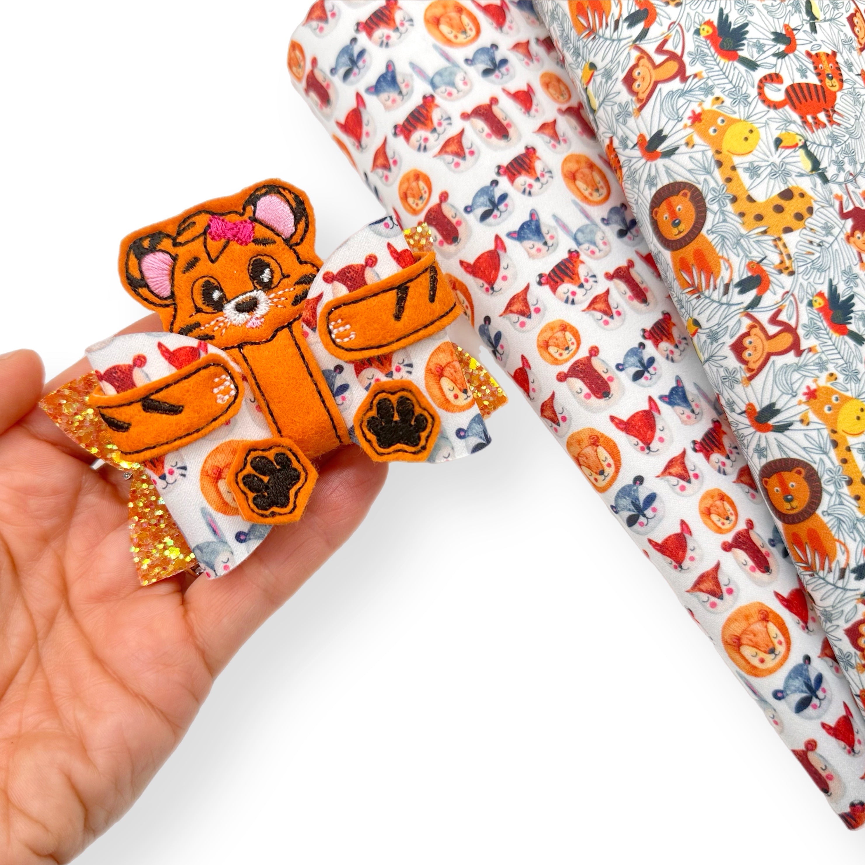 Taylor the Tiger Bow Hug Wrap Arounds & Pop up Feltie Set