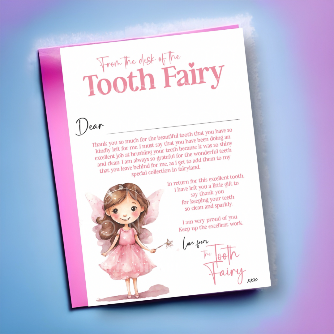 Exclusive Letter From the Tooth Fairy Brown Hair Girl Luxury Personalised Canvas