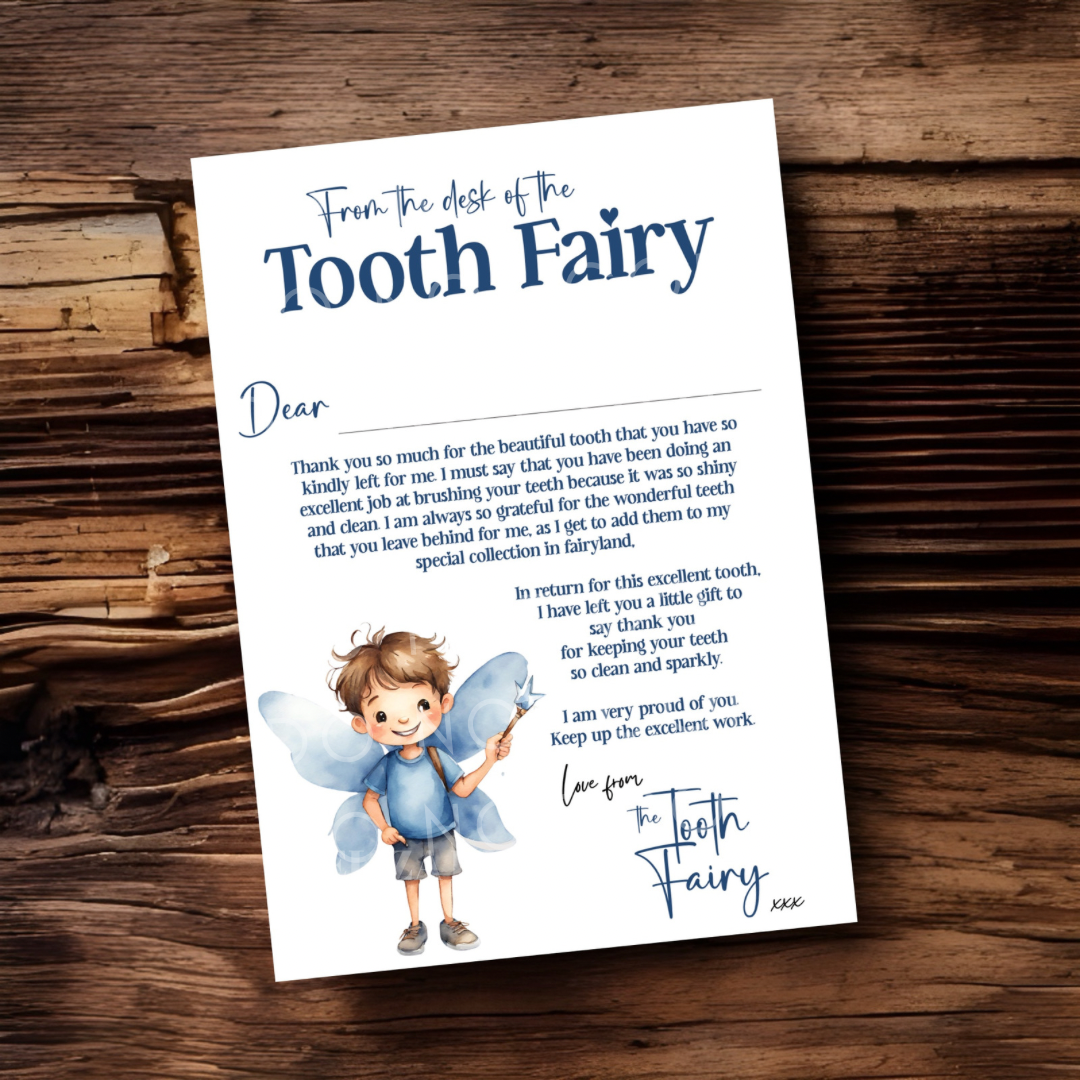 Exclusive Letter From the Tooth Fairy Boys Brown Hair Luxury Personalised Canvas