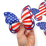 USA Flag Butterfly Pinch Bows DIY Cut Out Faux Leather Fabric Sheets