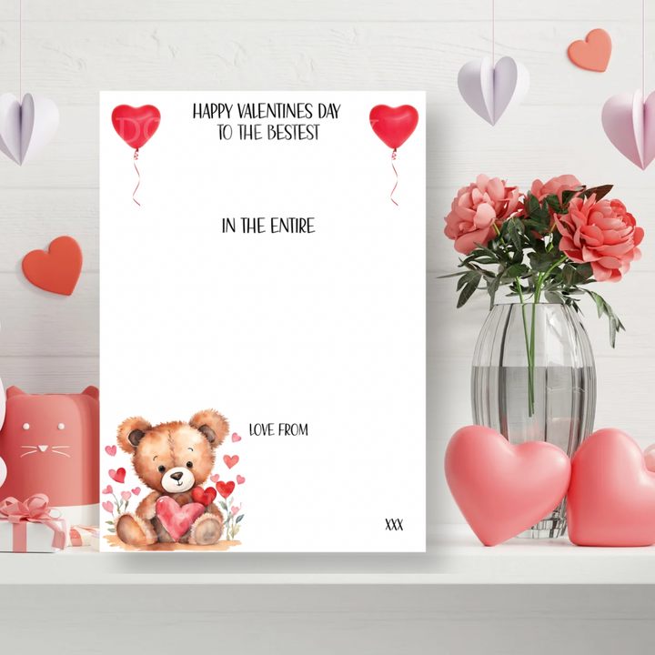 Valentines Teddy Bear Galaxy Board- Card