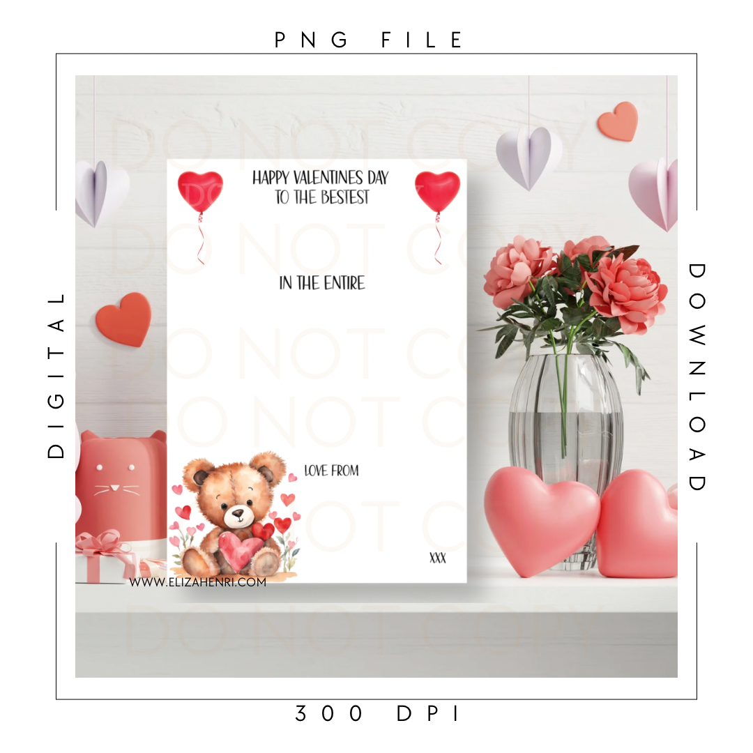 Valentines Day Teddy Bear Galaxy Boards Digital Download