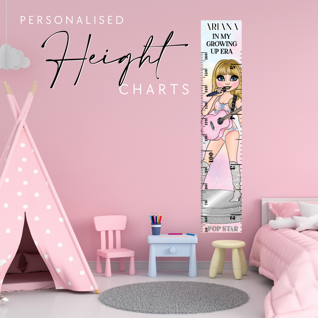 Popstar Girl In my growing up Era Height Charts (Personalised Options)