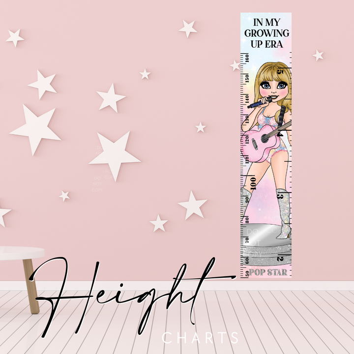 Popstar Girl In my growing up Era Height Charts (Personalised Options)