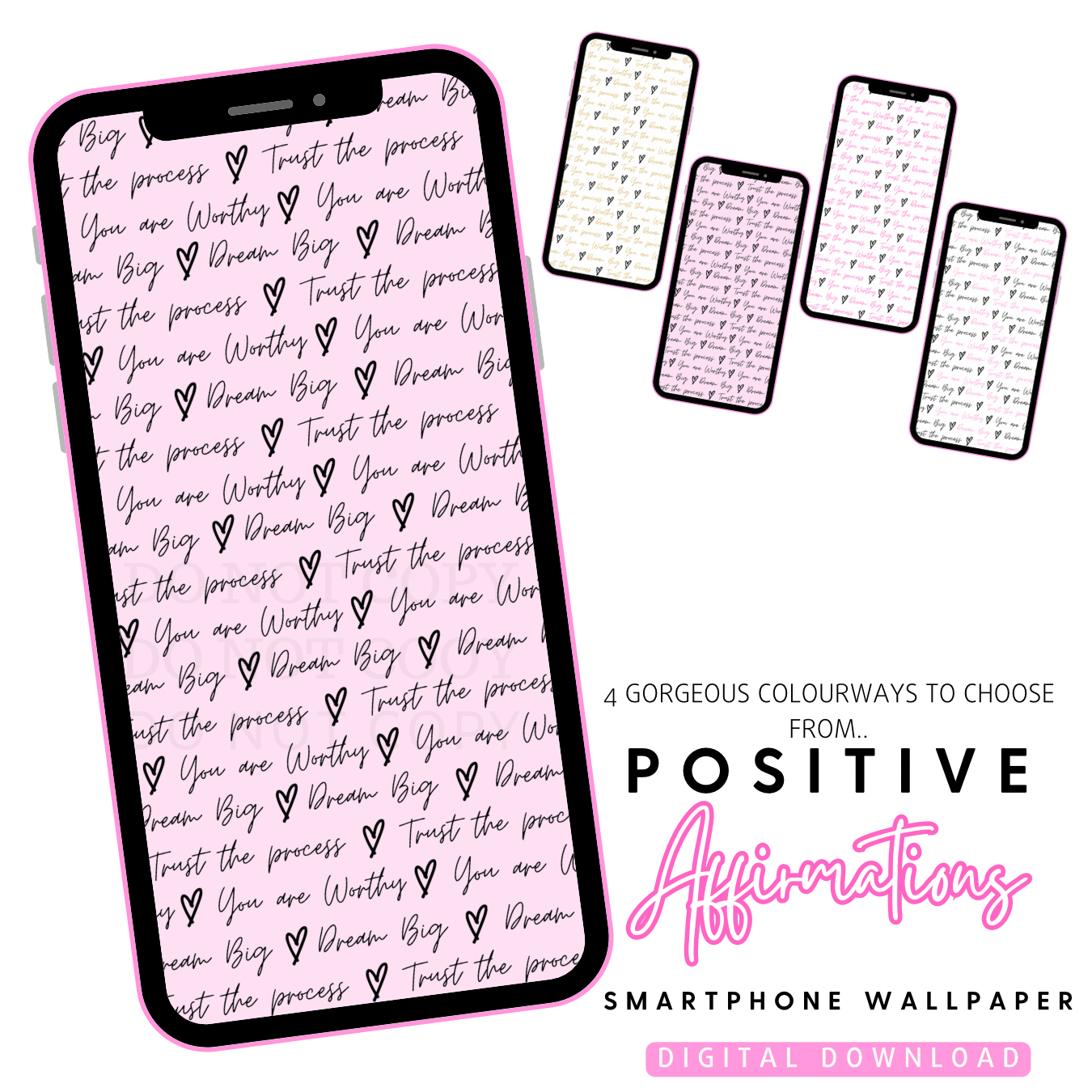 Positive Affirmations Phone Wallpapers- Set of 4