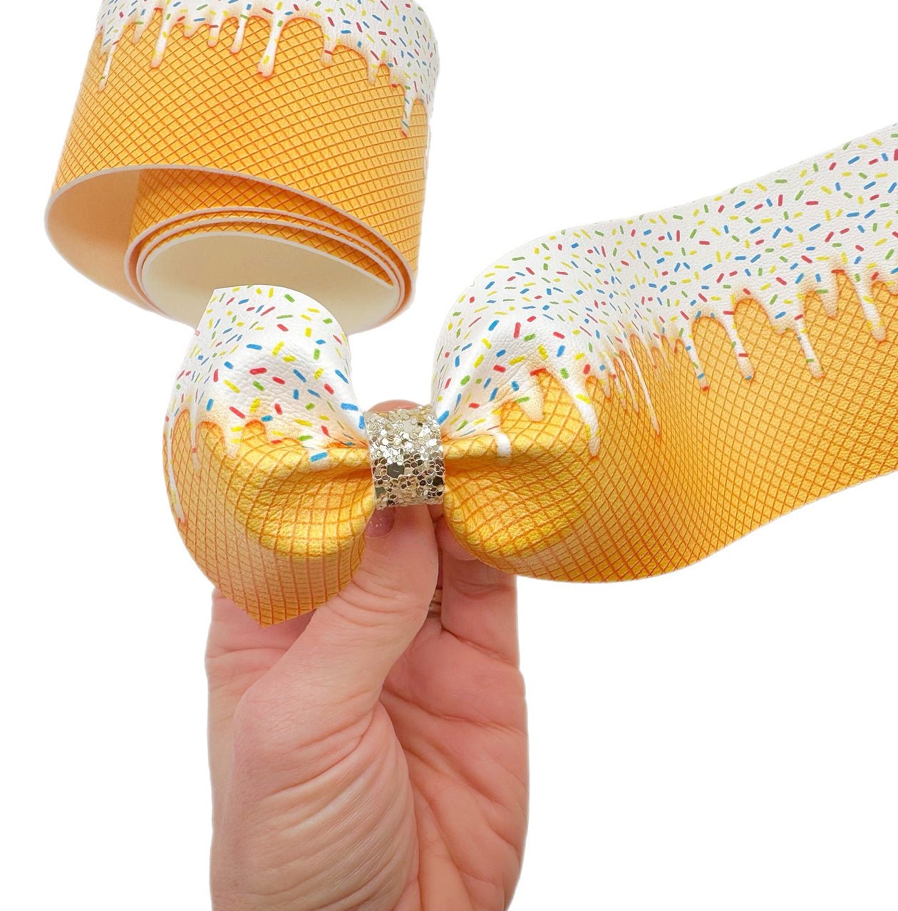 Ice Cream Sprinkles Faux Leather Mega Bow Strips