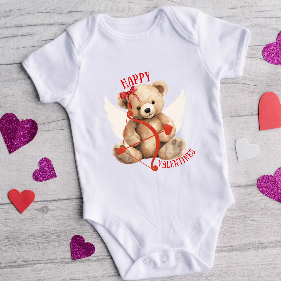 Happy Valentines Cupid Teddy DTF Full Colour Transfers