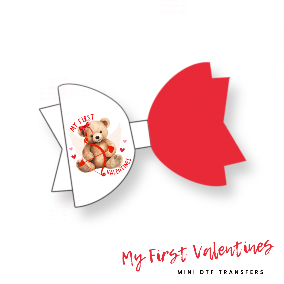 My First Valentines Cupid Teddy Bears DTF Mini Transfers 1''