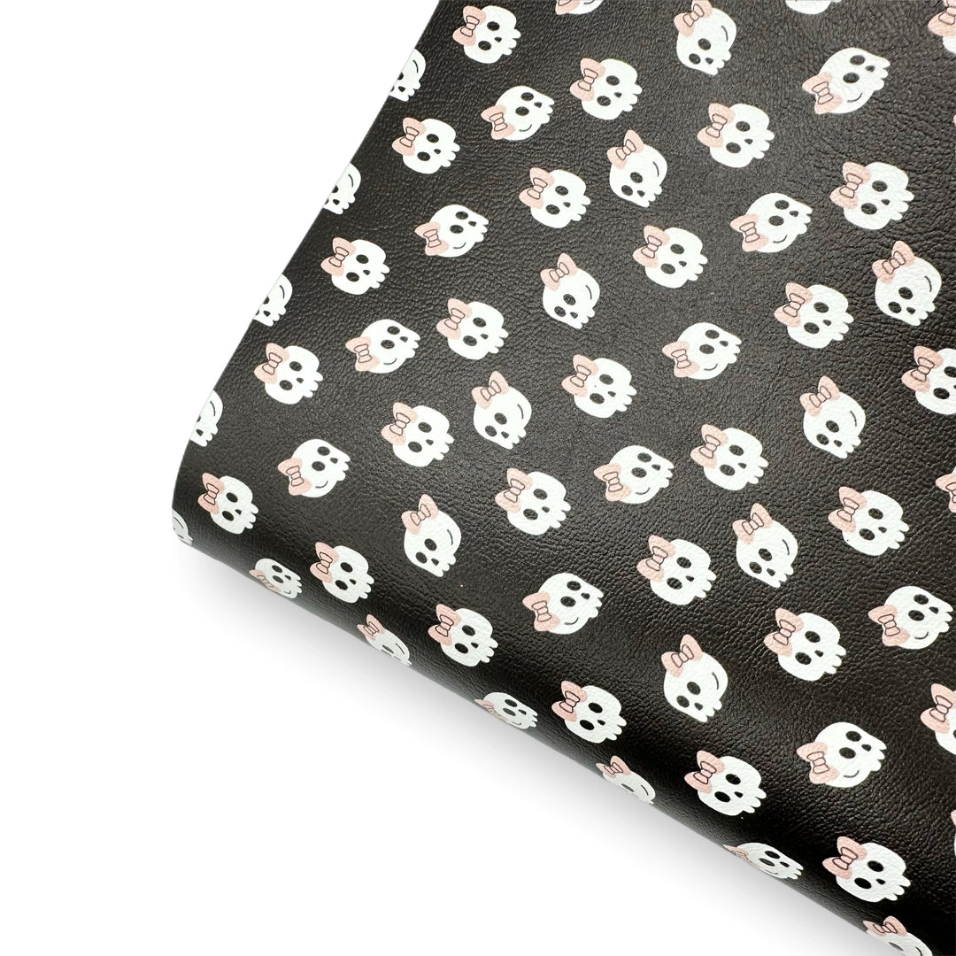 Skulls & Bows Premium Faux Leather Fabric