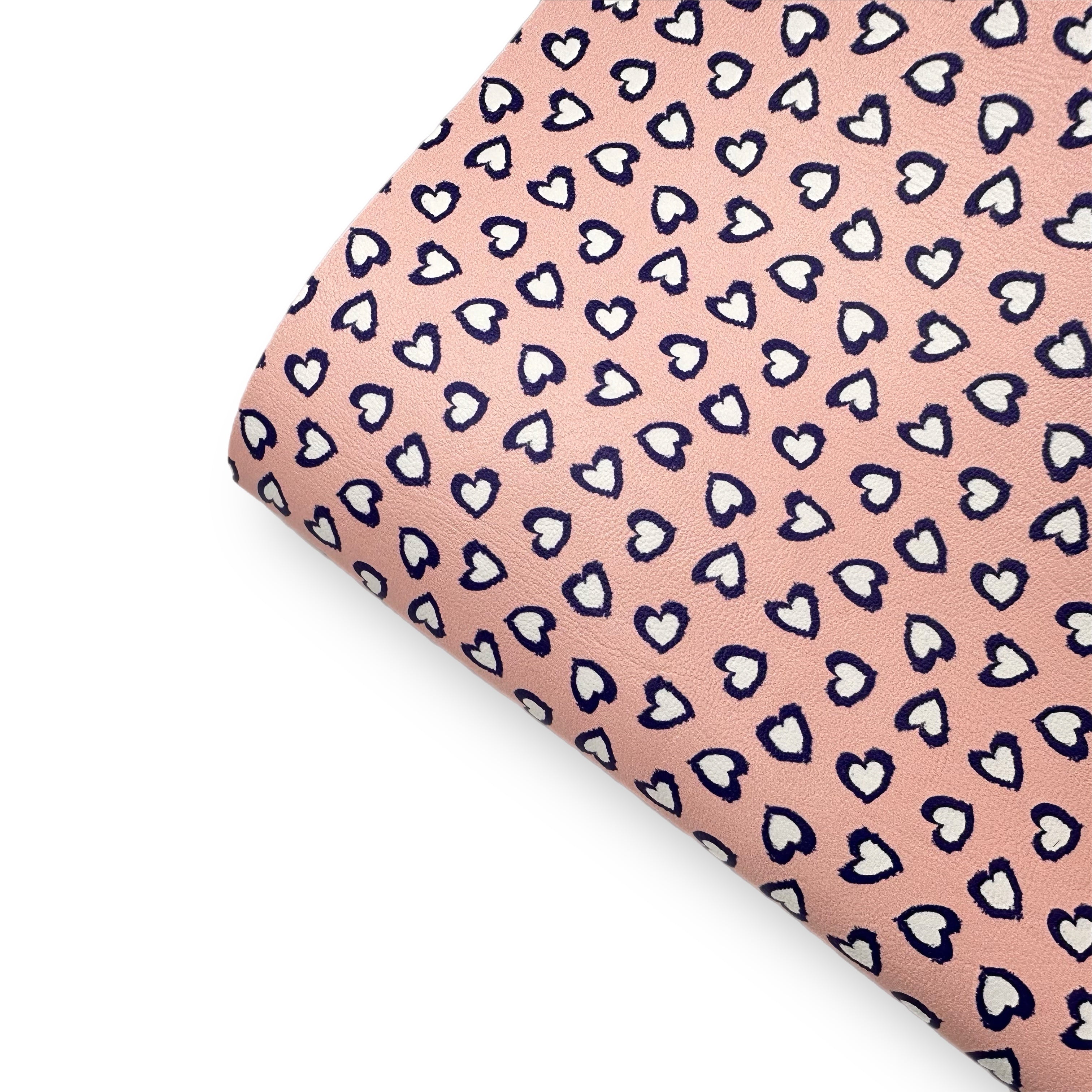 Pink & Navy Leopard Love Premium Faux Leather Fabric