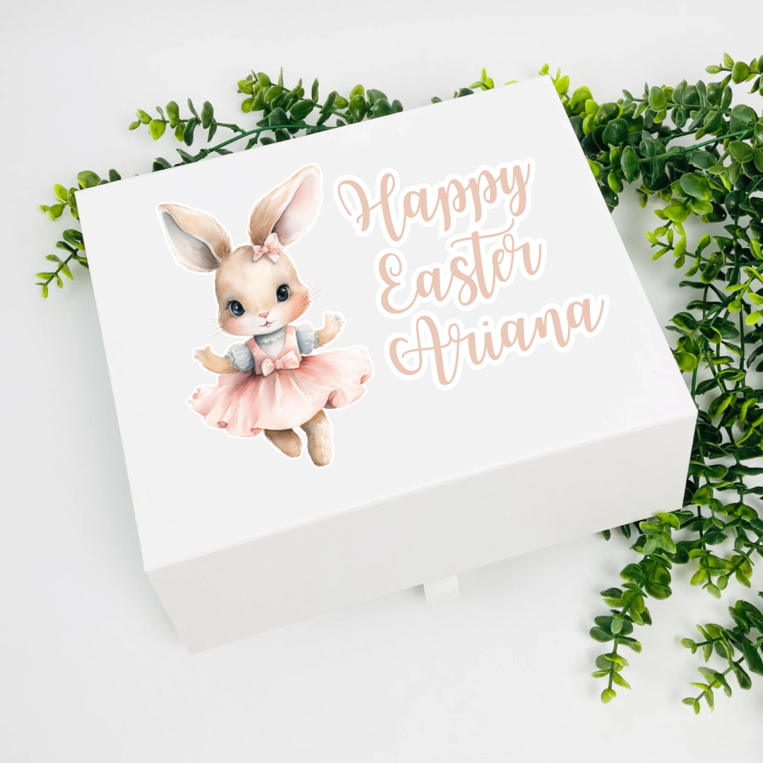 Easter Bunny Girl Stick on Vinyl Decals- Optional name