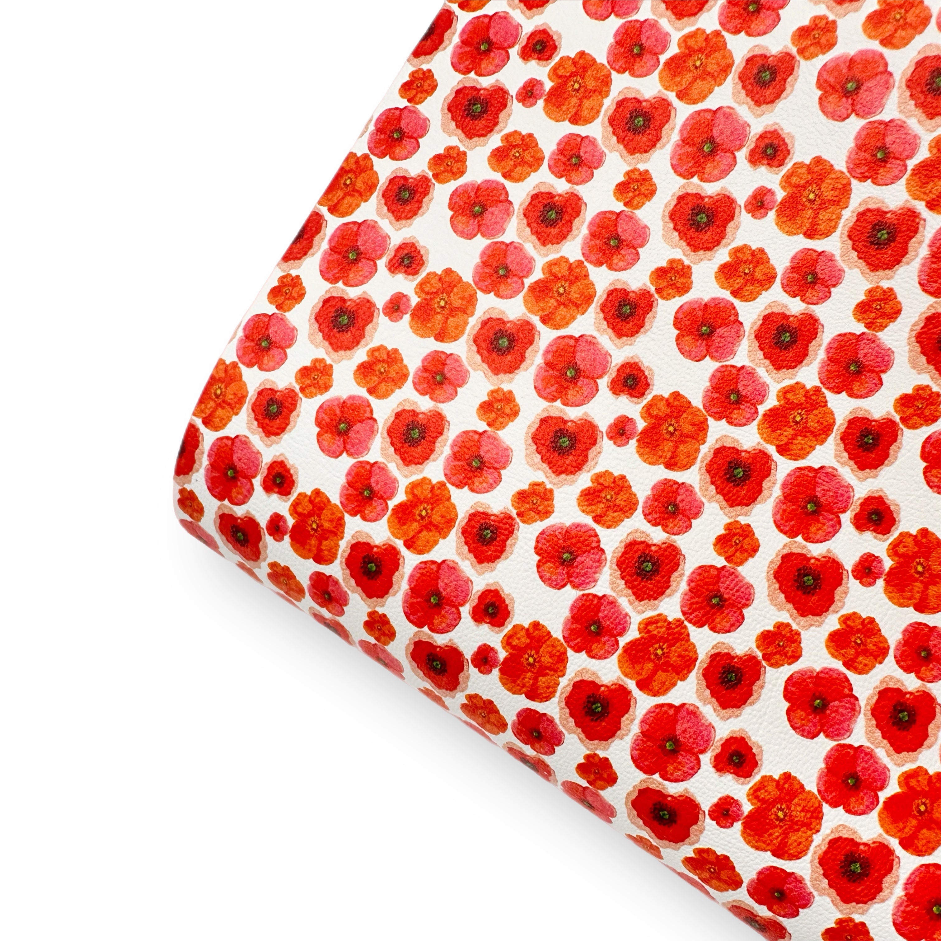 Poppy Blossoms Premium Faux Leather Fabric