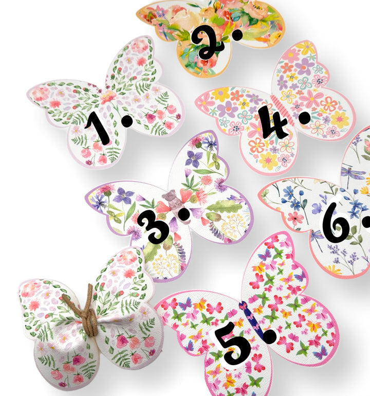 Spring Floral Butterfly Pinch Bows DIY Cut Out Faux Leather Fabric Sheets