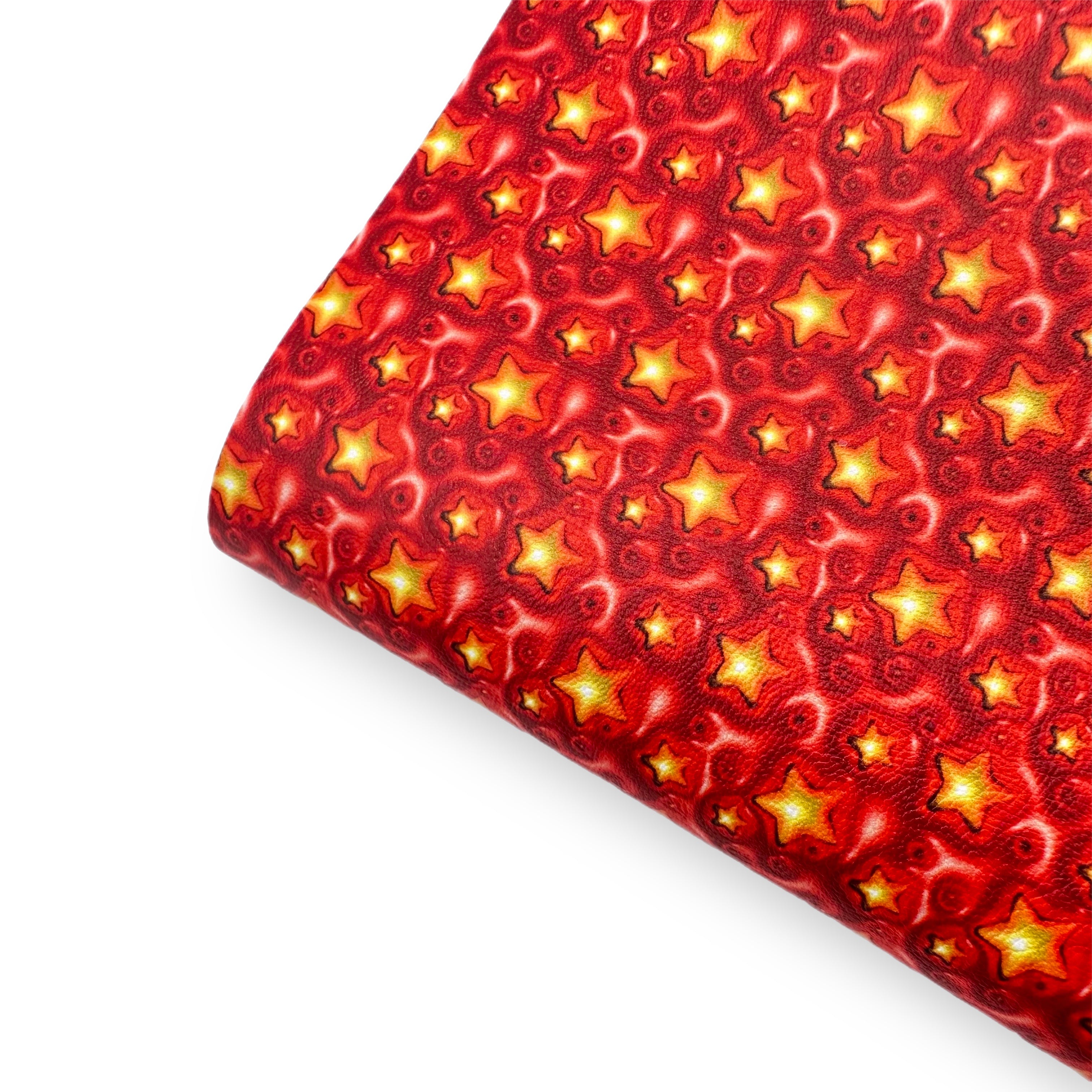 Puffy Xmas Stars Premium Faux Leather Fabric Sheets