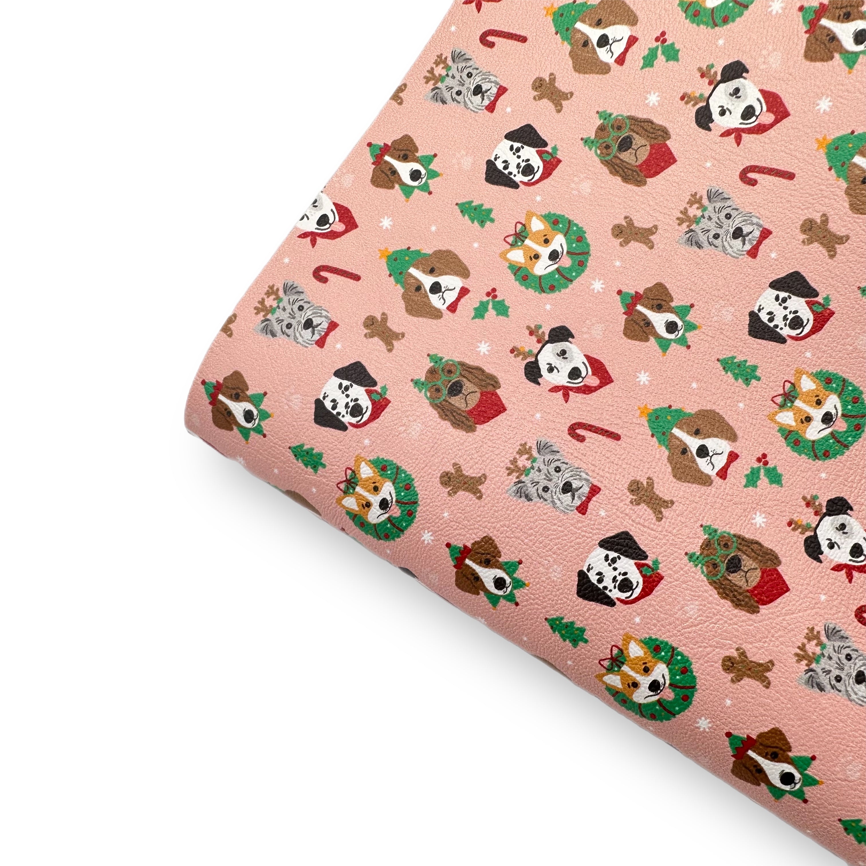 Pup's Christmas Party Premium Faux Leather Fabric Sheets