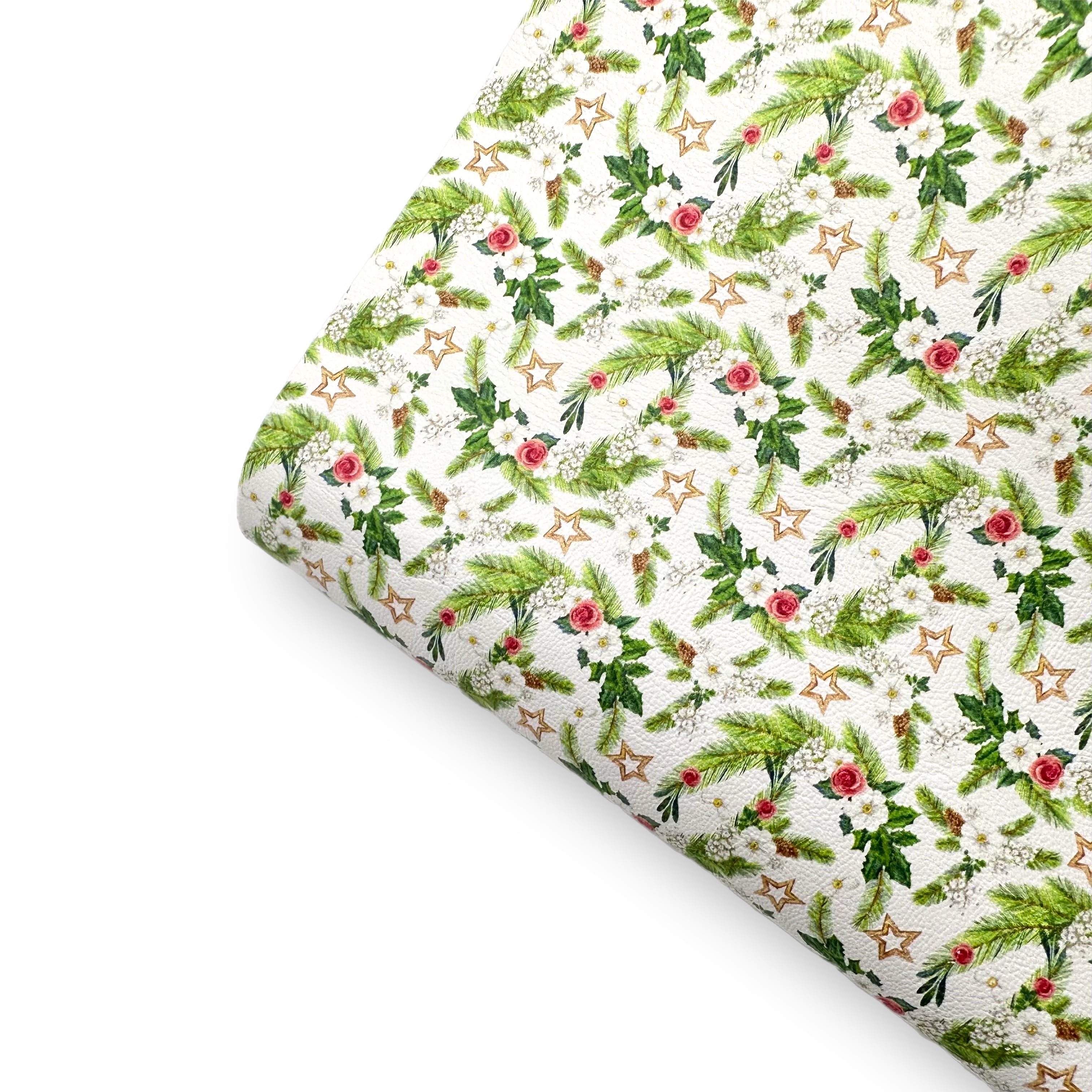 Sweet Xmas Floral Premium Faux Leather Fabric Sheets